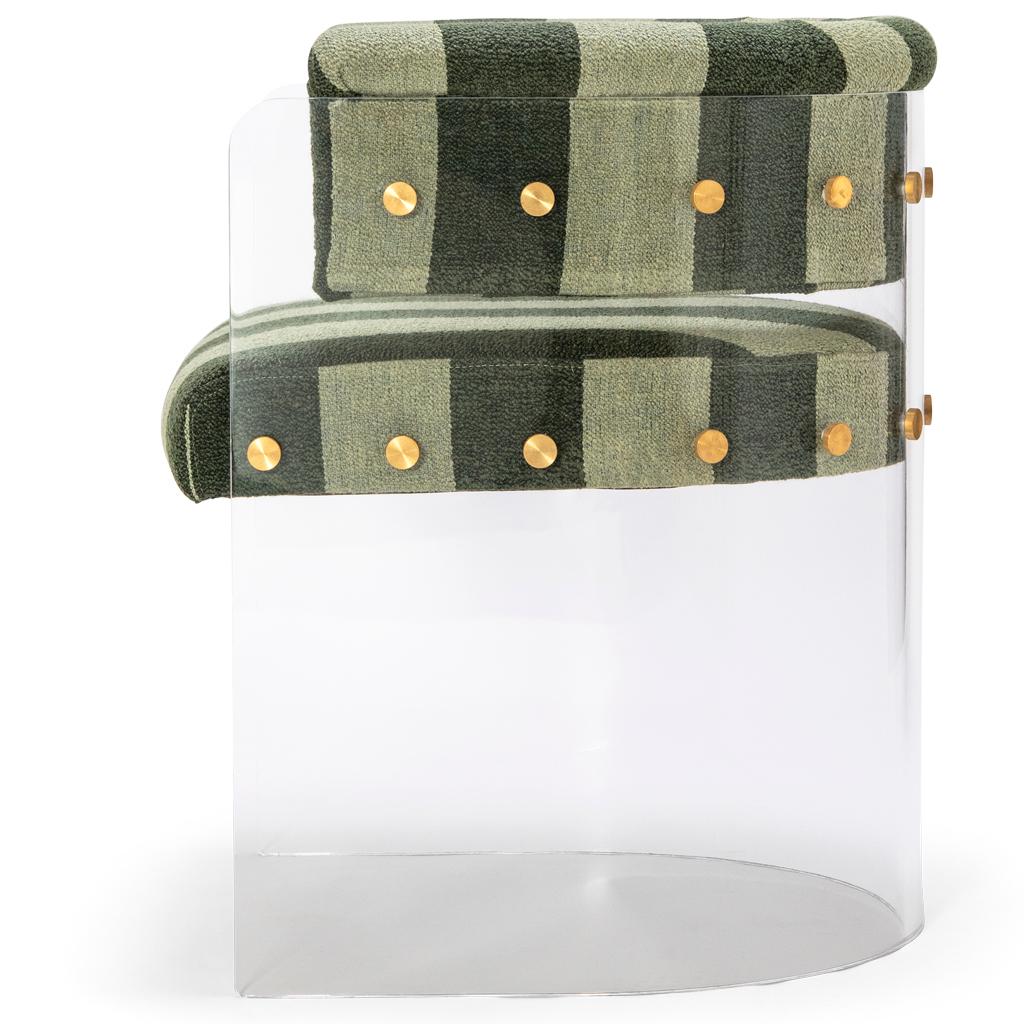 Lucite Acrylic, Brass Detailed, Comporto Vie Anhele Glamour Dining Chair In New Condition For Sale In Bothas Hill, KZN