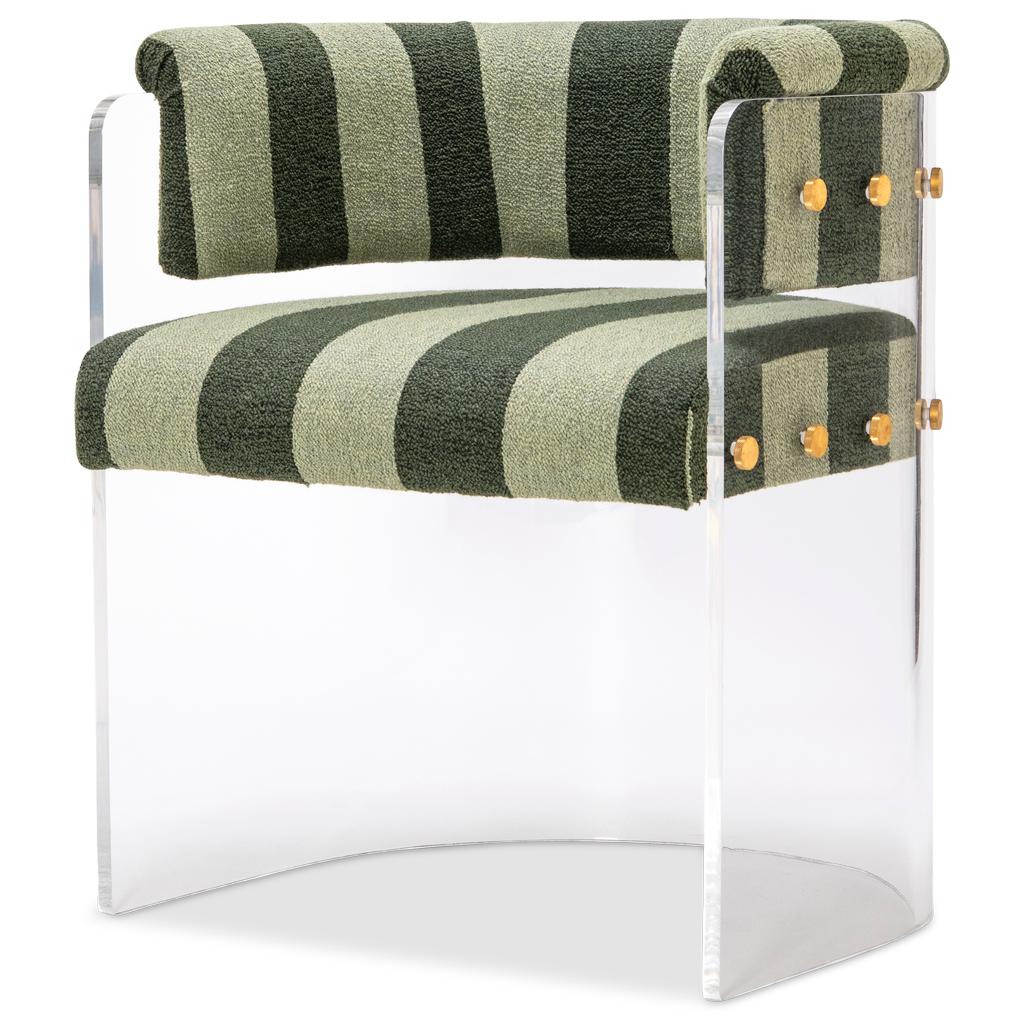 Contemporary Lucite Acrylic, Brass Detailed, Comporto Vie Anhele Glamour Dining Chair For Sale