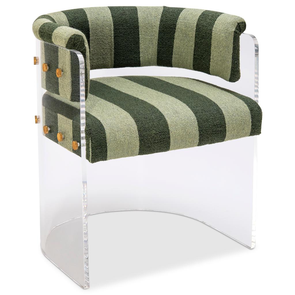 Lucite Acrylic, Brass Detailed, Comporto Vie Anhele Glamour Dining Chair For Sale 1