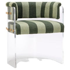 Lucite Acrylic, Brass Detailed, Comporto Vie Anhele Glamour Dining Chair