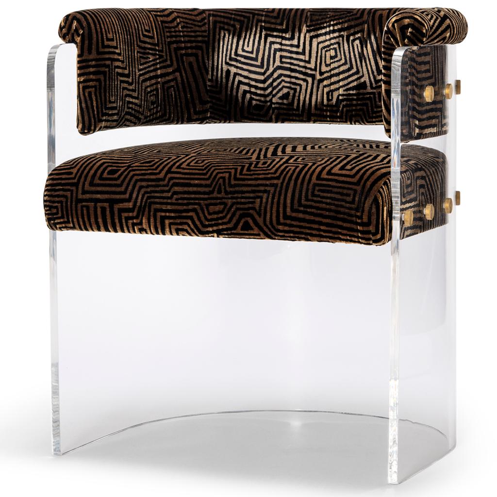 Contemporary Lucite Acrylic, Brass Detailed, Studio 51 Anhele Glamour Dining Chair For Sale