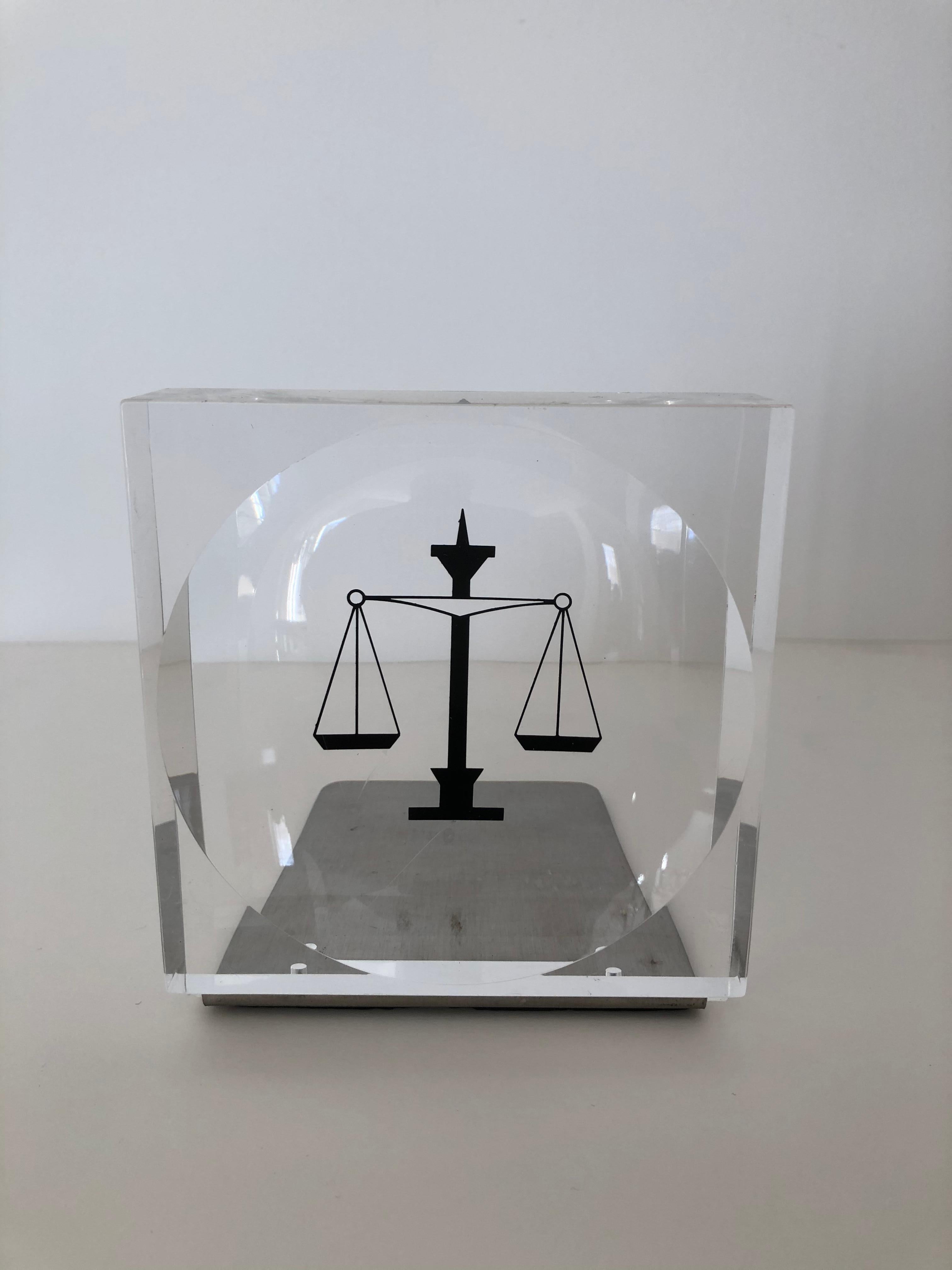 Lucite / Acrylic Law Enameled Scales of Justice Book Ends For Sale 3