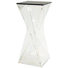 Lucite / Acrylic Pedestal Table, Clear with Black Removable Top, Sturdy 