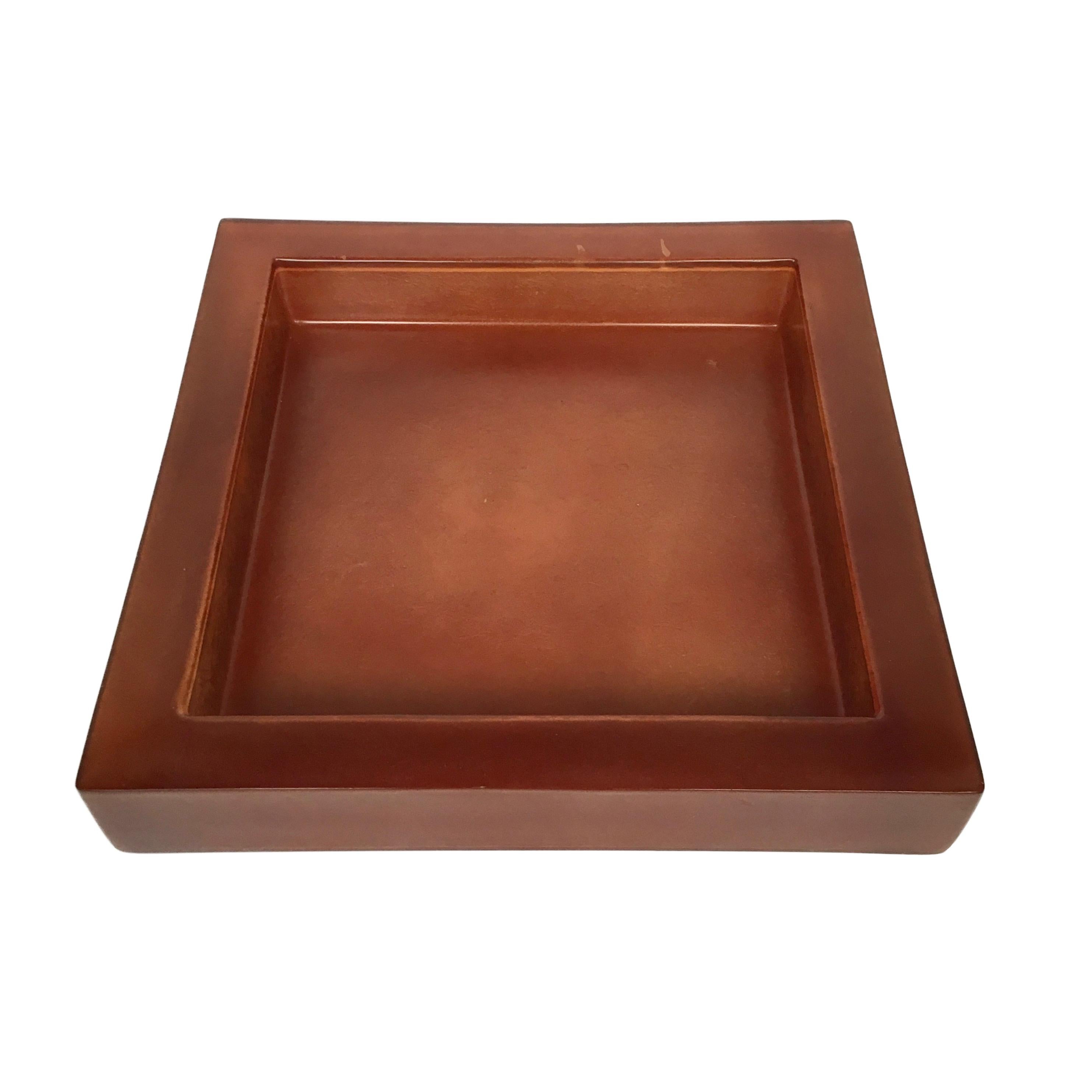 Lucite Acrylic Square Brown Centerpiece Tray, 1970s, Italy In Good Condition In Rome, IT