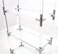 Lucite and Aluminum Mid-Century Modern 5-Tier Etagere Vitrine Shelving Unit