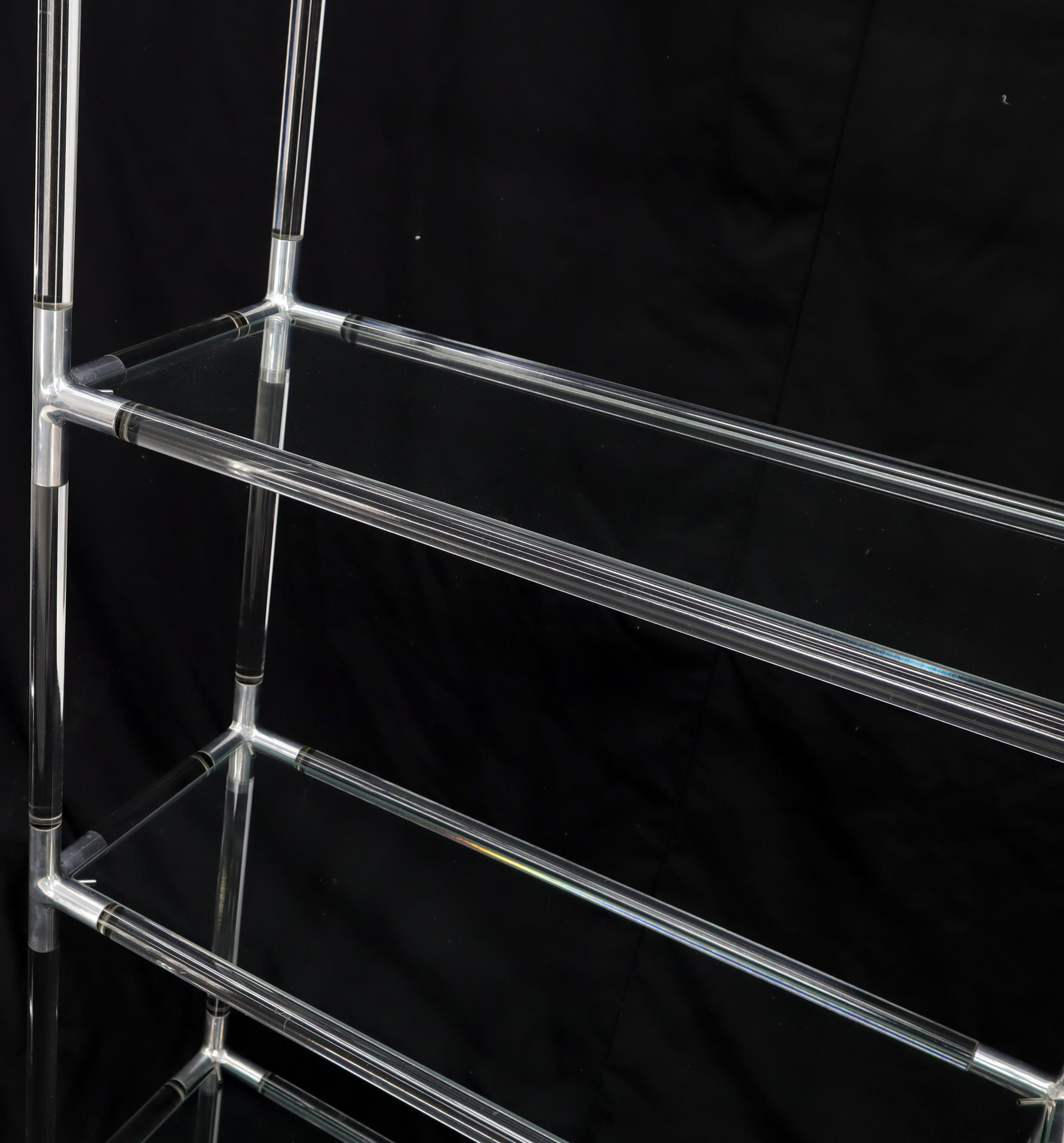 American Lucite and Aluminum Mid-Century Modern 5-Tier Etagere Vitrine Shelving Unit For Sale