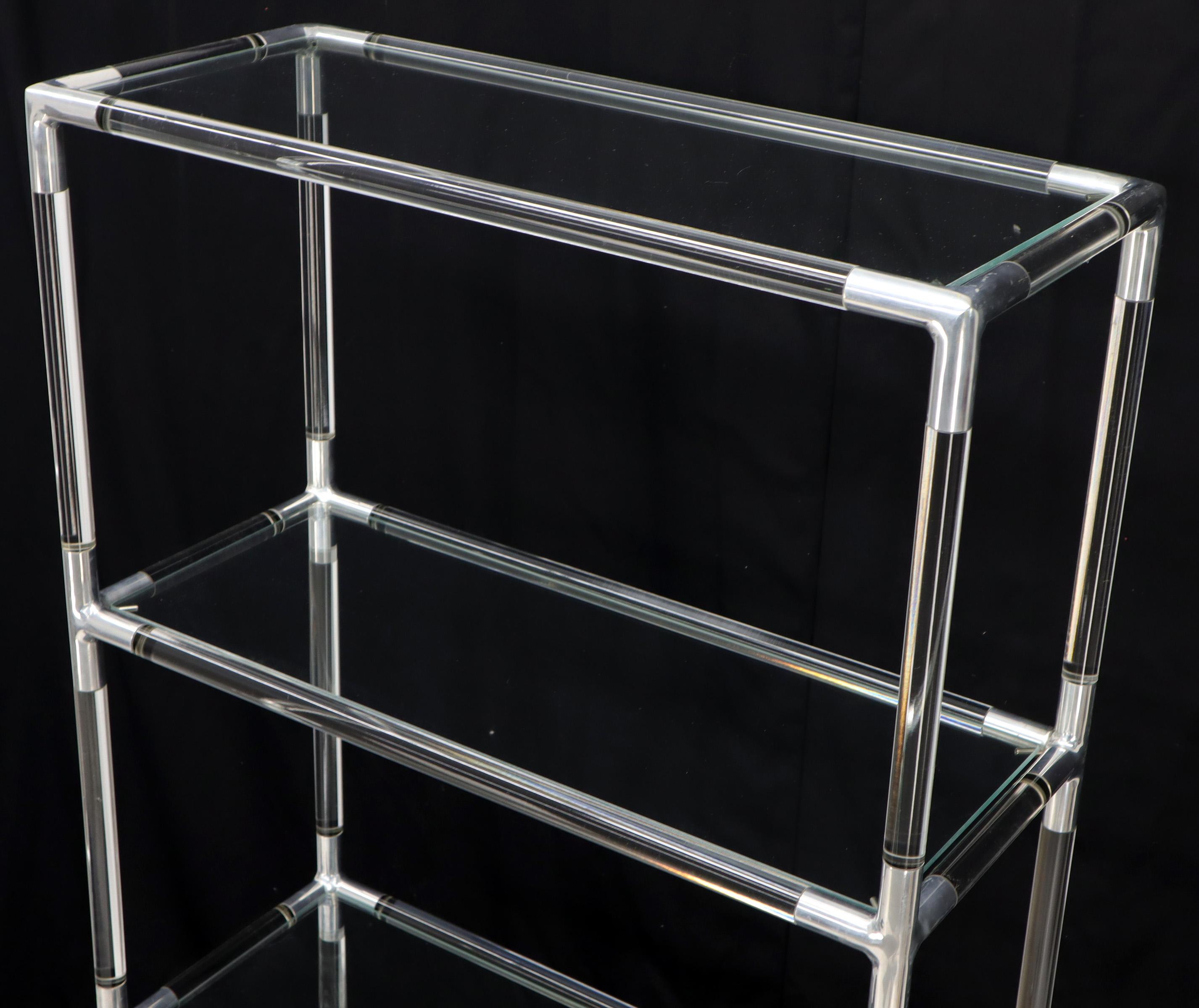 20th Century Lucite and Aluminum Mid-Century Modern 5-Tier Etagere Vitrine Shelving Unit For Sale