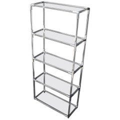 Lucite and Aluminum Mid-Century Modern 5-Tier Etagere Vitrine Shelving Unit