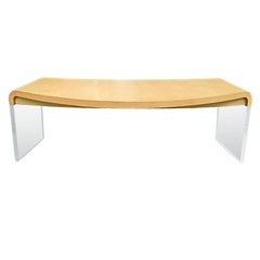 Lucite and Ash Wood Crescent Desk by Vladimir Kagan
