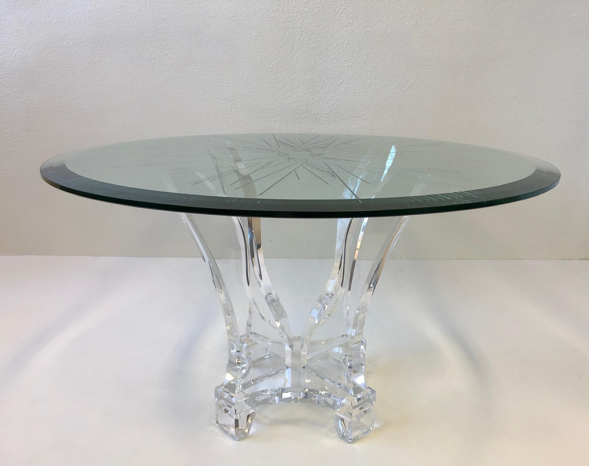 Lucite and Beveled Glass Dining Table by Lion in Frost For Sale 4