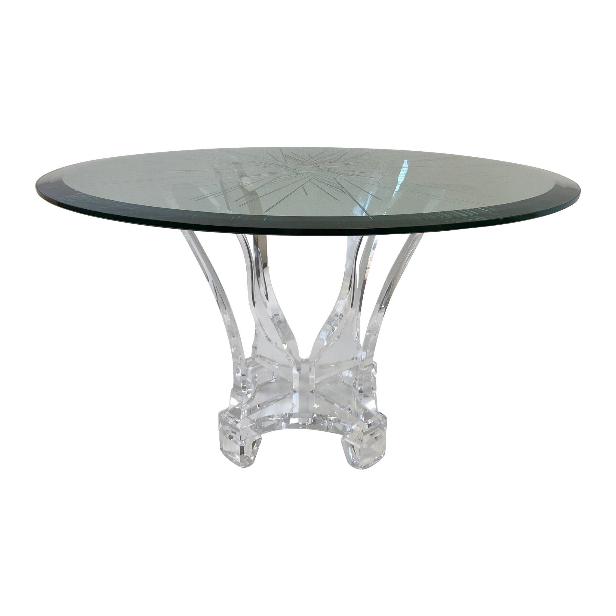 Lucite and Beveled Glass Dining Table by Lion in Frost For Sale