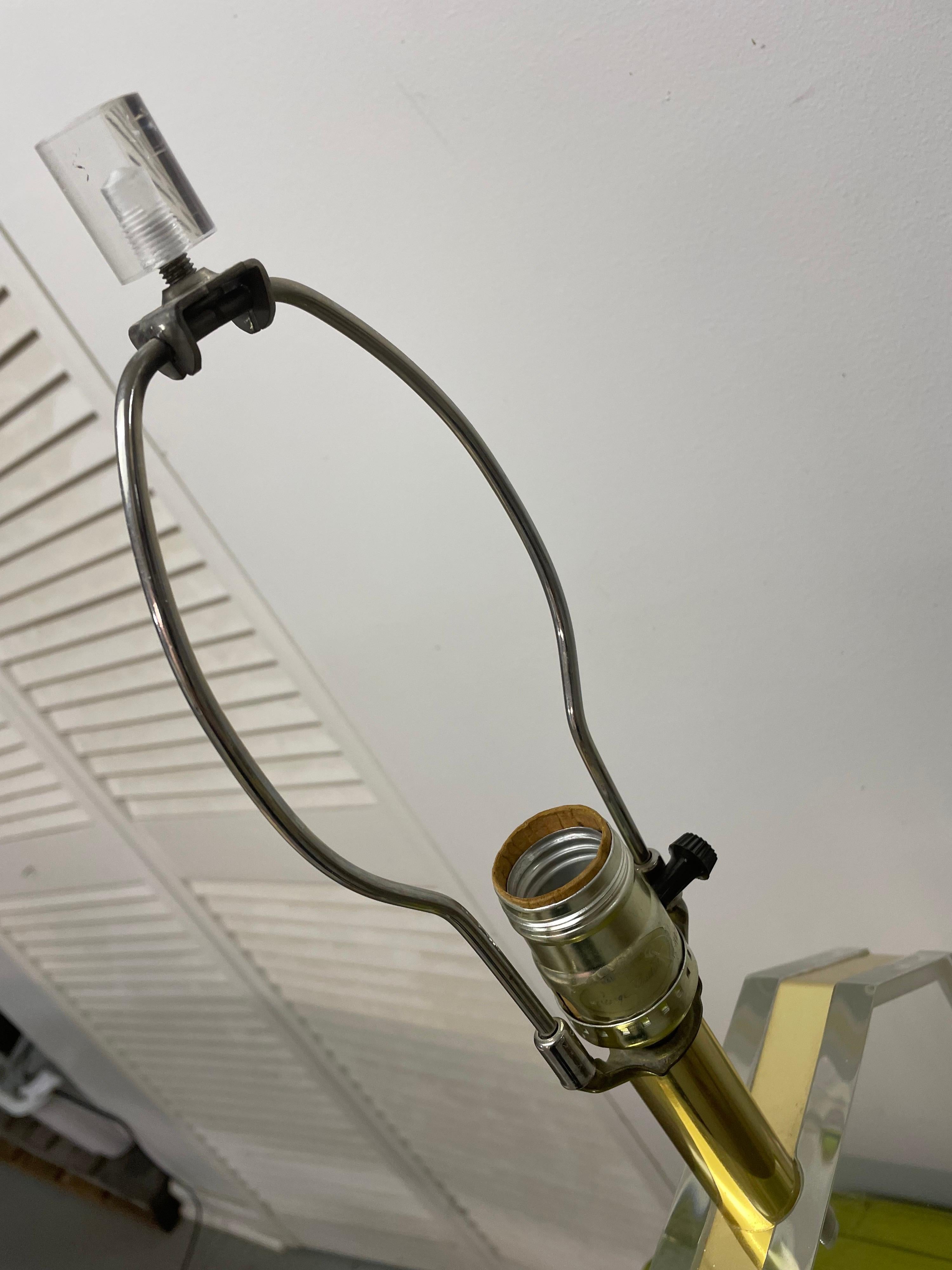 Lucite and Brass 1970s Lamp by George Bullitt In Good Condition In Winnetka, IL