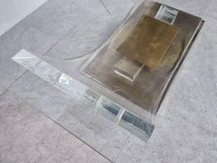 Lucite and brass arch coffee table, 1970