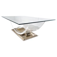Lucite and brass arch coffee table, 1970