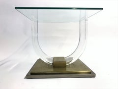 Lucite and Brass Arch Coffee Table, 1970s