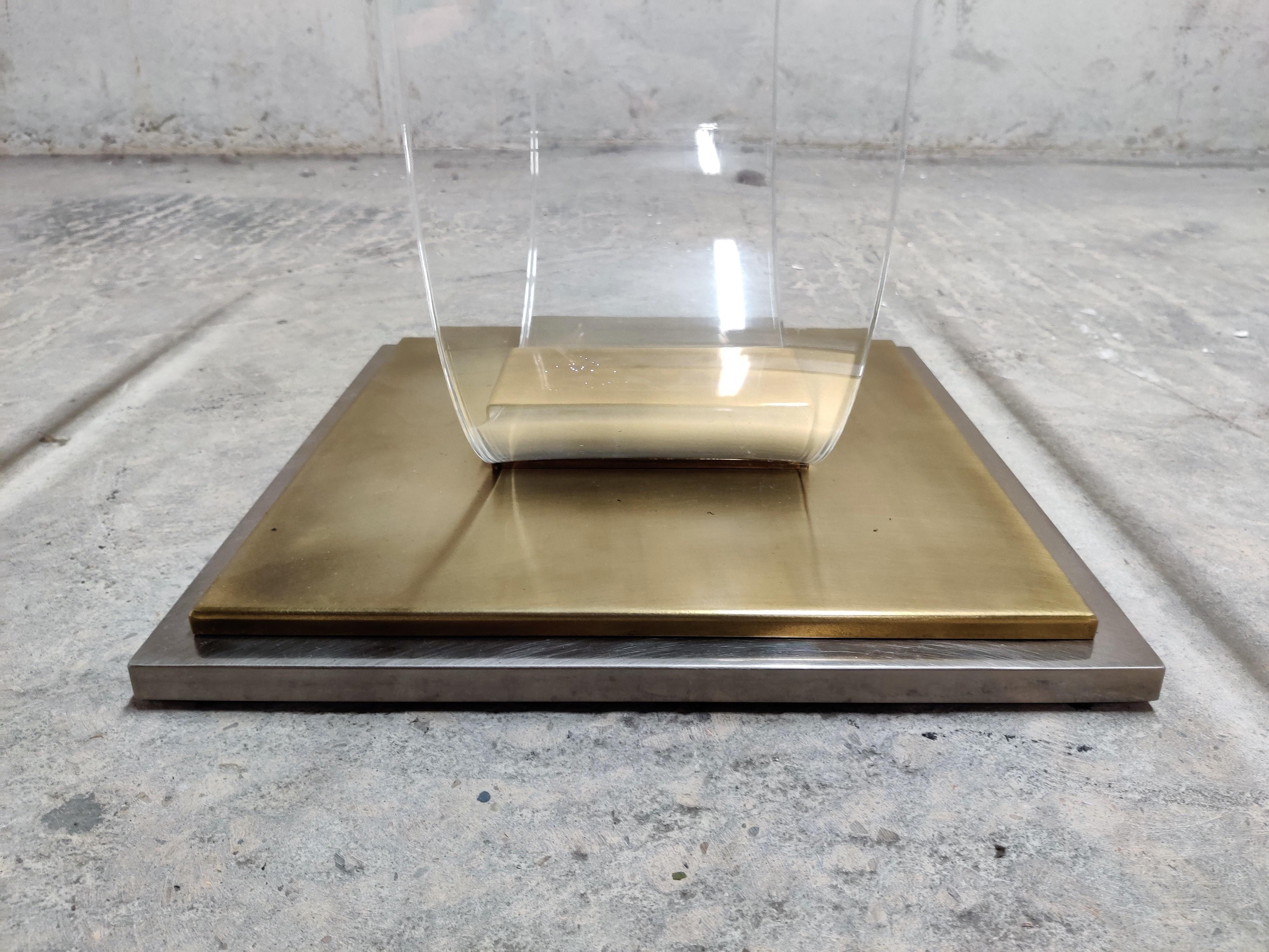 Lucite and Brass Arch Coffee Table, 1970s 1