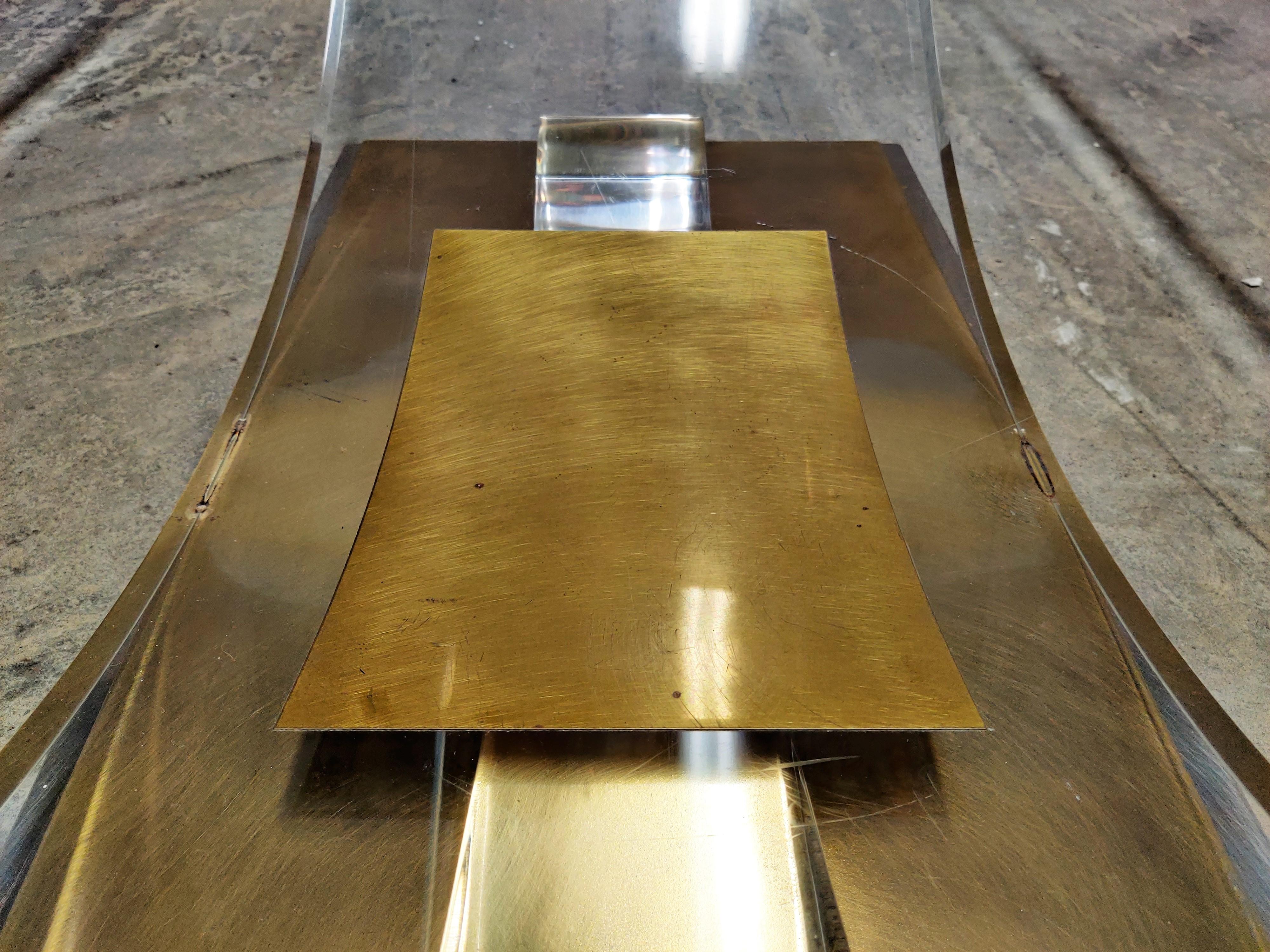 Lucite and Brass Arch Coffee Table, 1970s 2