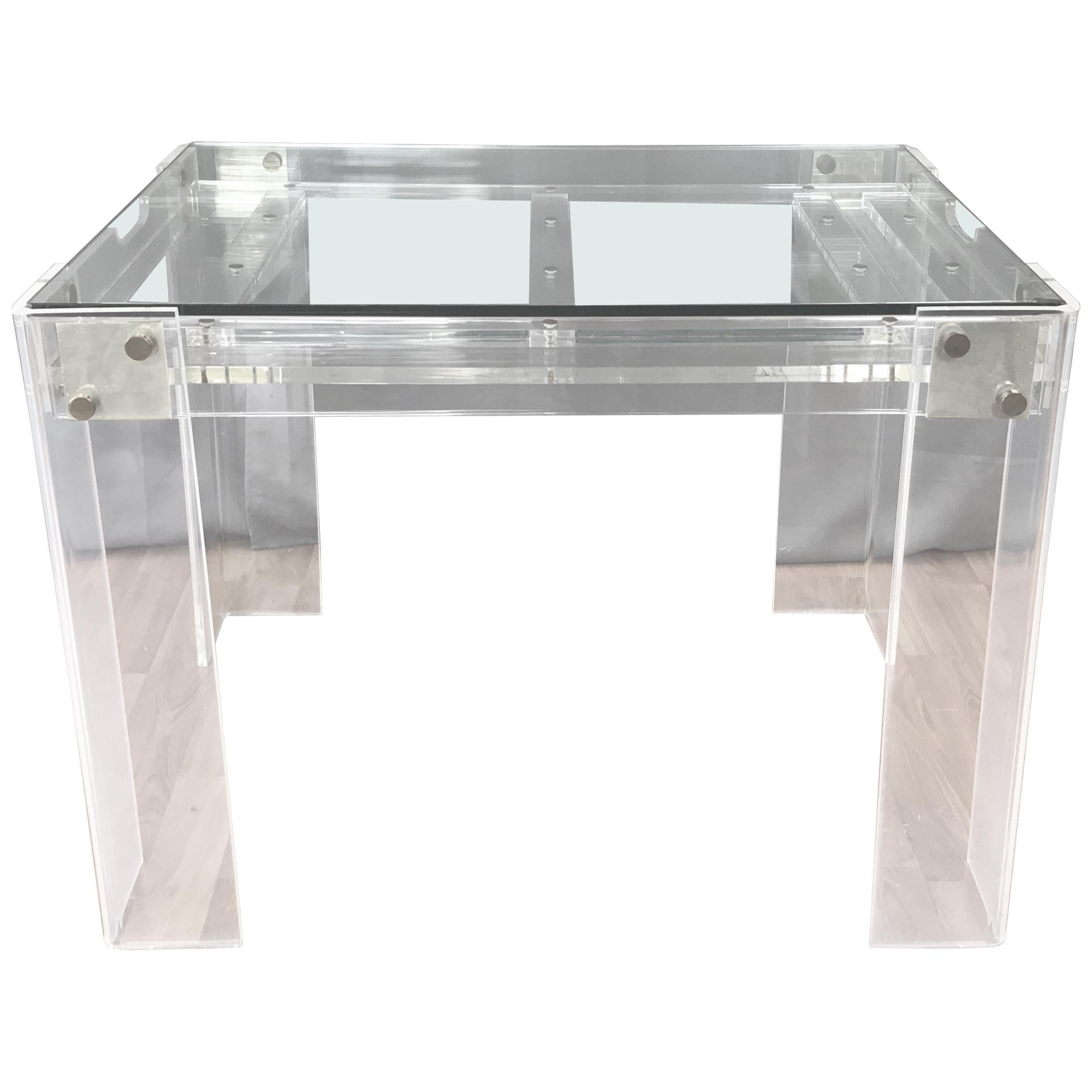 Lucite and Brass Backgammon Game Table in the Manner of Charles Jones ...