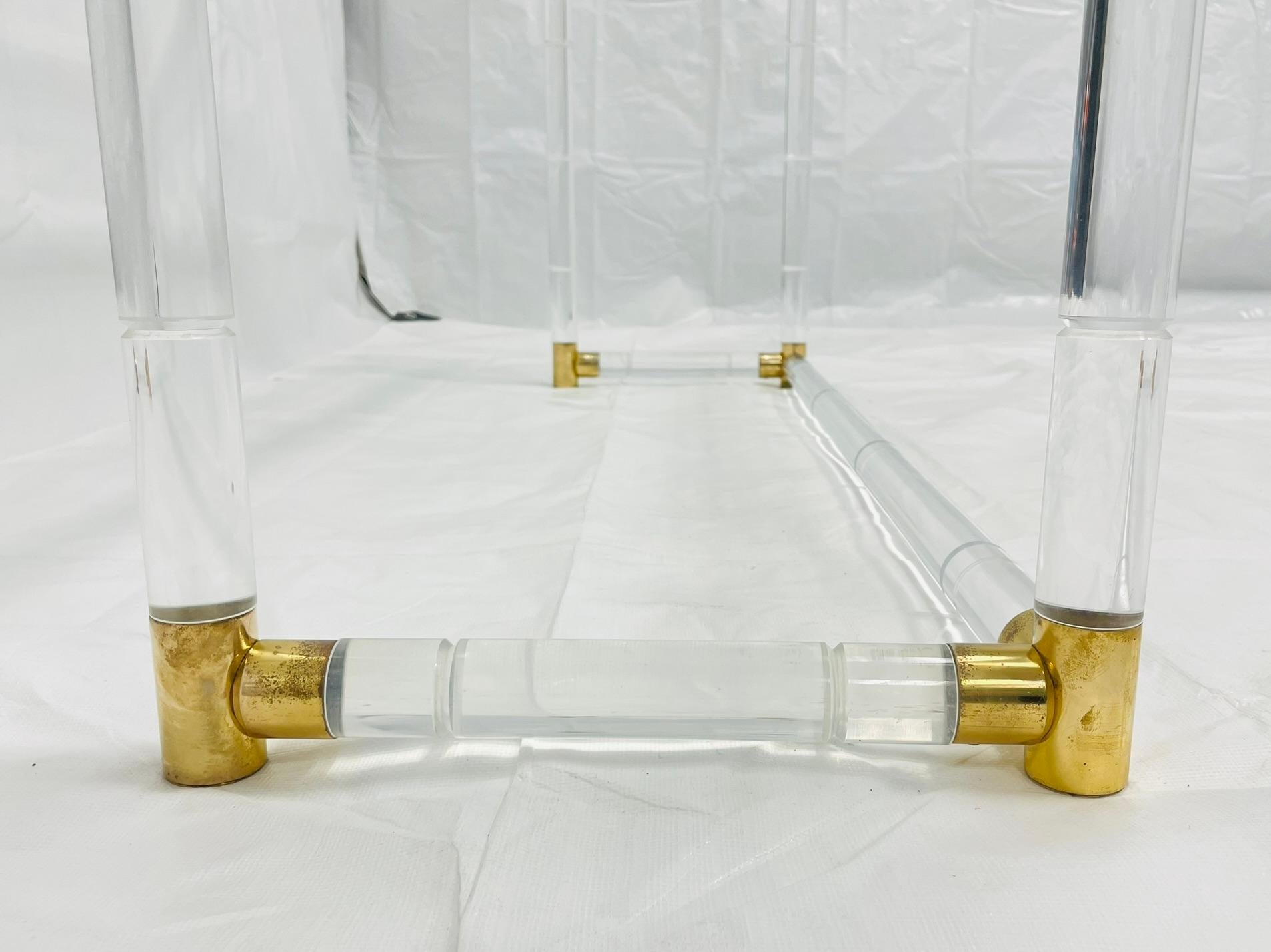 Lucite and Brass “Bamboo” Console Table by Charles Hollis Jones, USA, 1960s For Sale 3
