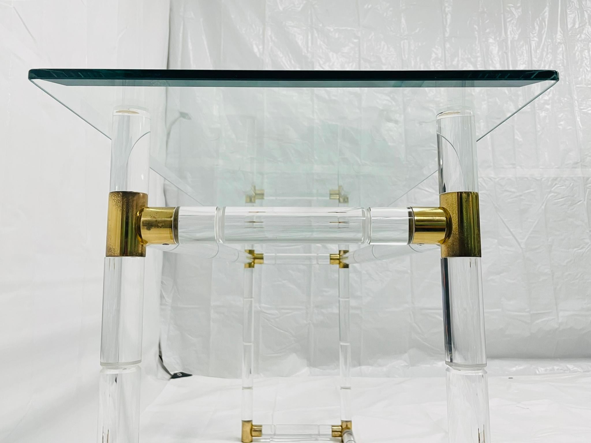 Lucite and Brass “Bamboo” Console Table by Charles Hollis Jones, USA, 1960s For Sale 4