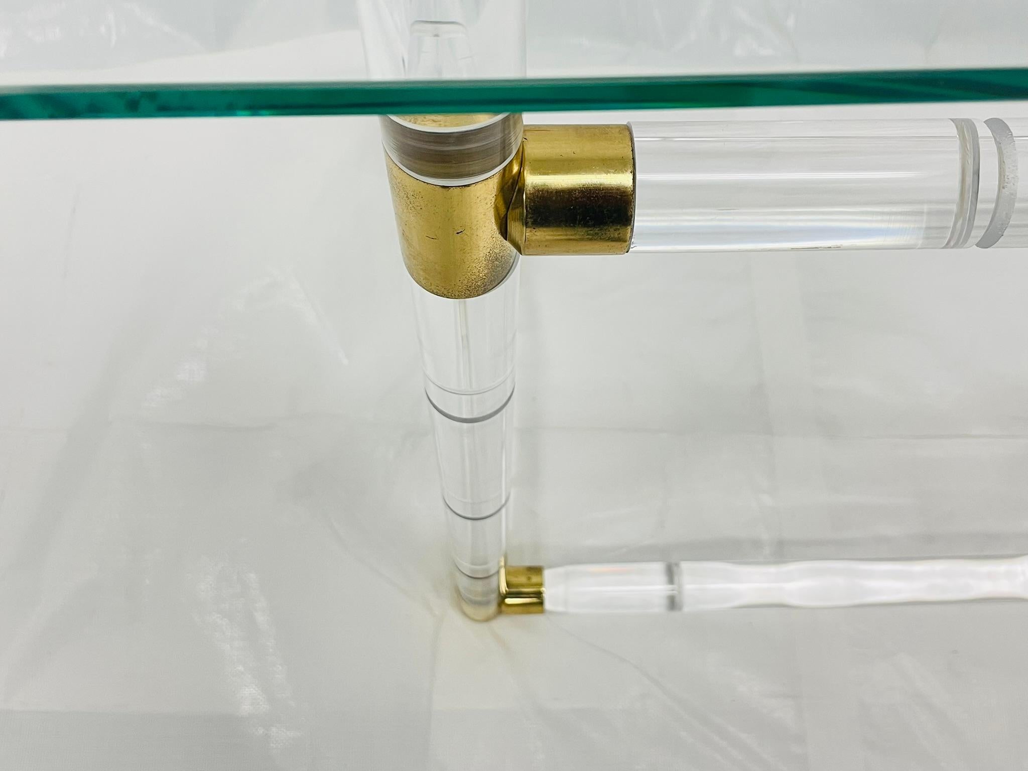 Lucite and Brass “Bamboo” Console Table by Charles Hollis Jones, USA, 1960s For Sale 6