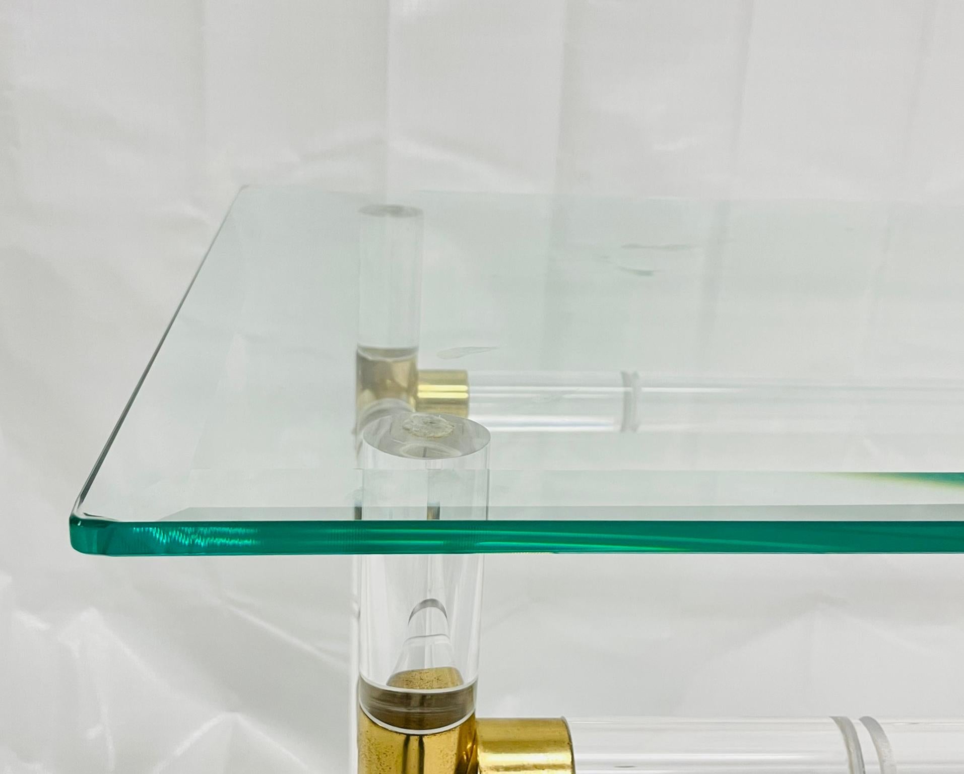 Lucite and Brass “Bamboo” Console Table by Charles Hollis Jones, USA, 1960s For Sale 7