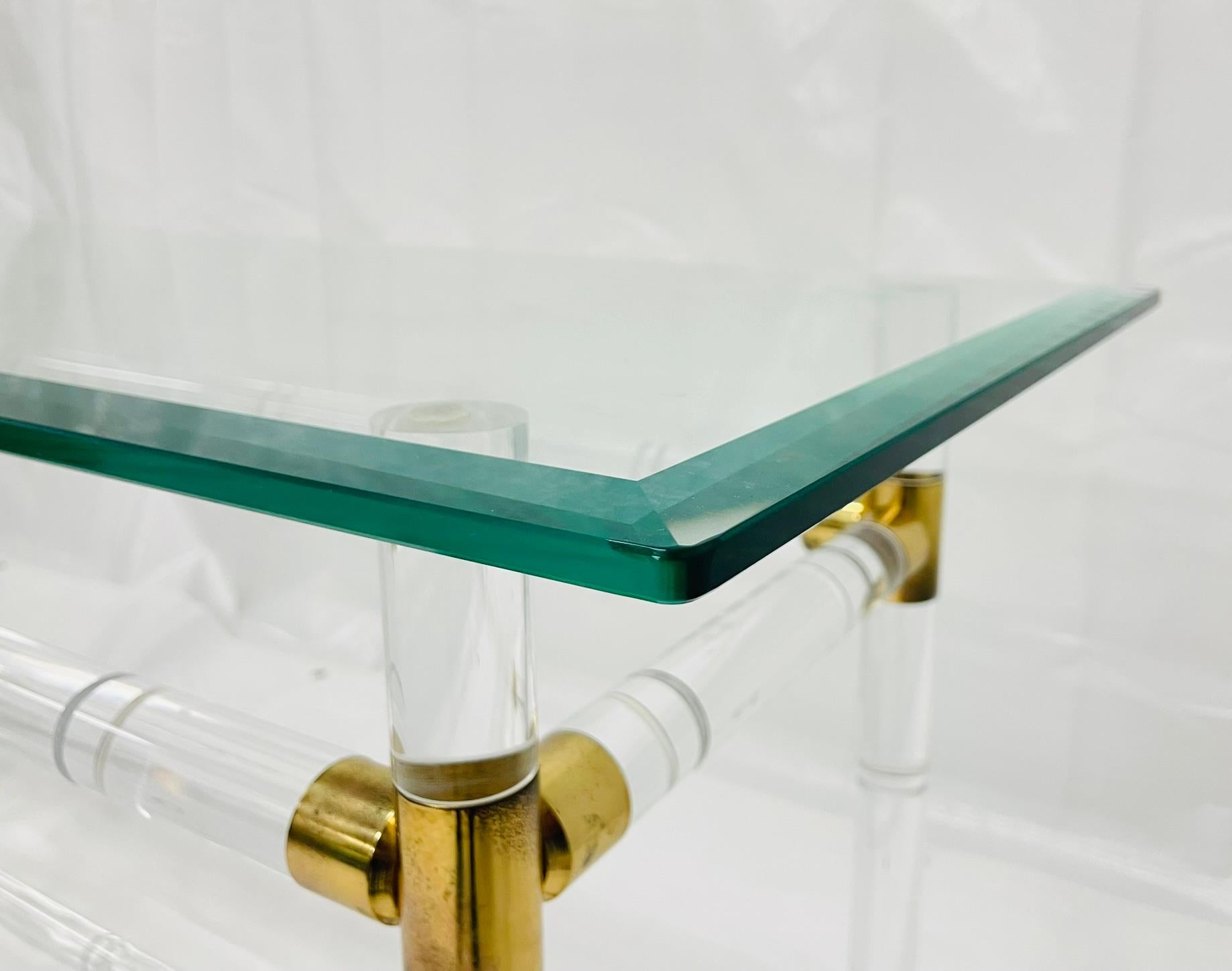 Lucite and Brass “Bamboo” Console Table by Charles Hollis Jones, USA, 1960s For Sale 8