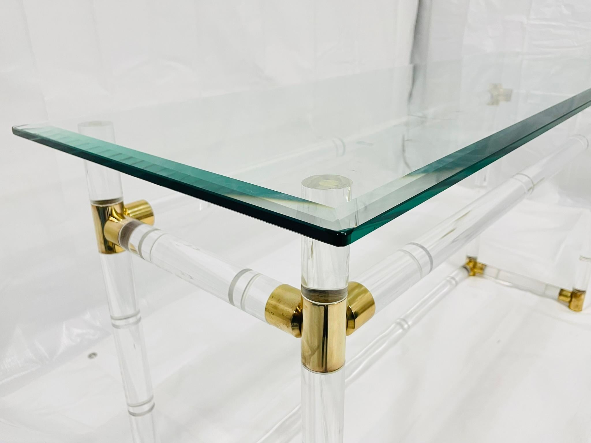 Lucite and Brass “Bamboo” Console Table by Charles Hollis Jones, USA, 1960s For Sale 9