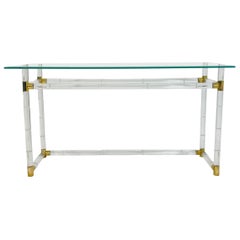 Lucite and Brass “Bamboo” Console Table by Charles Hollis Jones, USA, 1960s