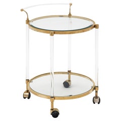 Lucite and Brass Bar Cart by Raphael