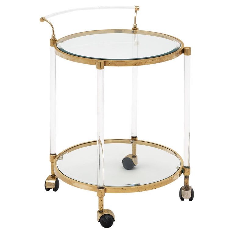 Lucite and Brass Bar Cart by Raphael For Sale at 1stDibs