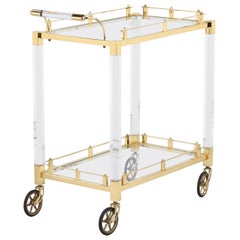 Lucite and Brass Bar Cart, Spain, 1970s
