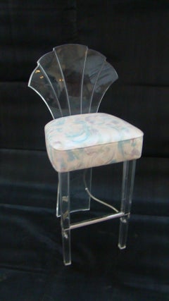 Lucite and Brass Barstools Bar Stools Charles Hollis Jones Style