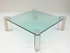 Lucite and Brass Cocktail Table by Karl Springer