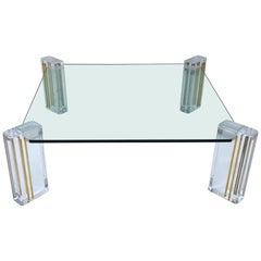 Lucite and Brass Cocktail Table by Karl Springer