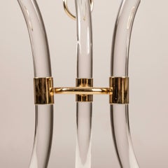 Lucite and Brass coffee side table attributed to Charles Hollis Jones