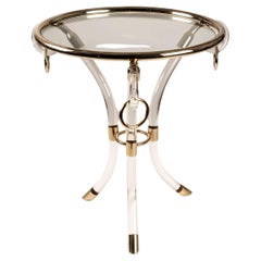 Used Lucite and Brass coffee side table attributed to Charles Hollis Jones