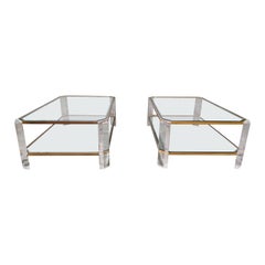 Lucite and Brass Coffee Table, 1970s