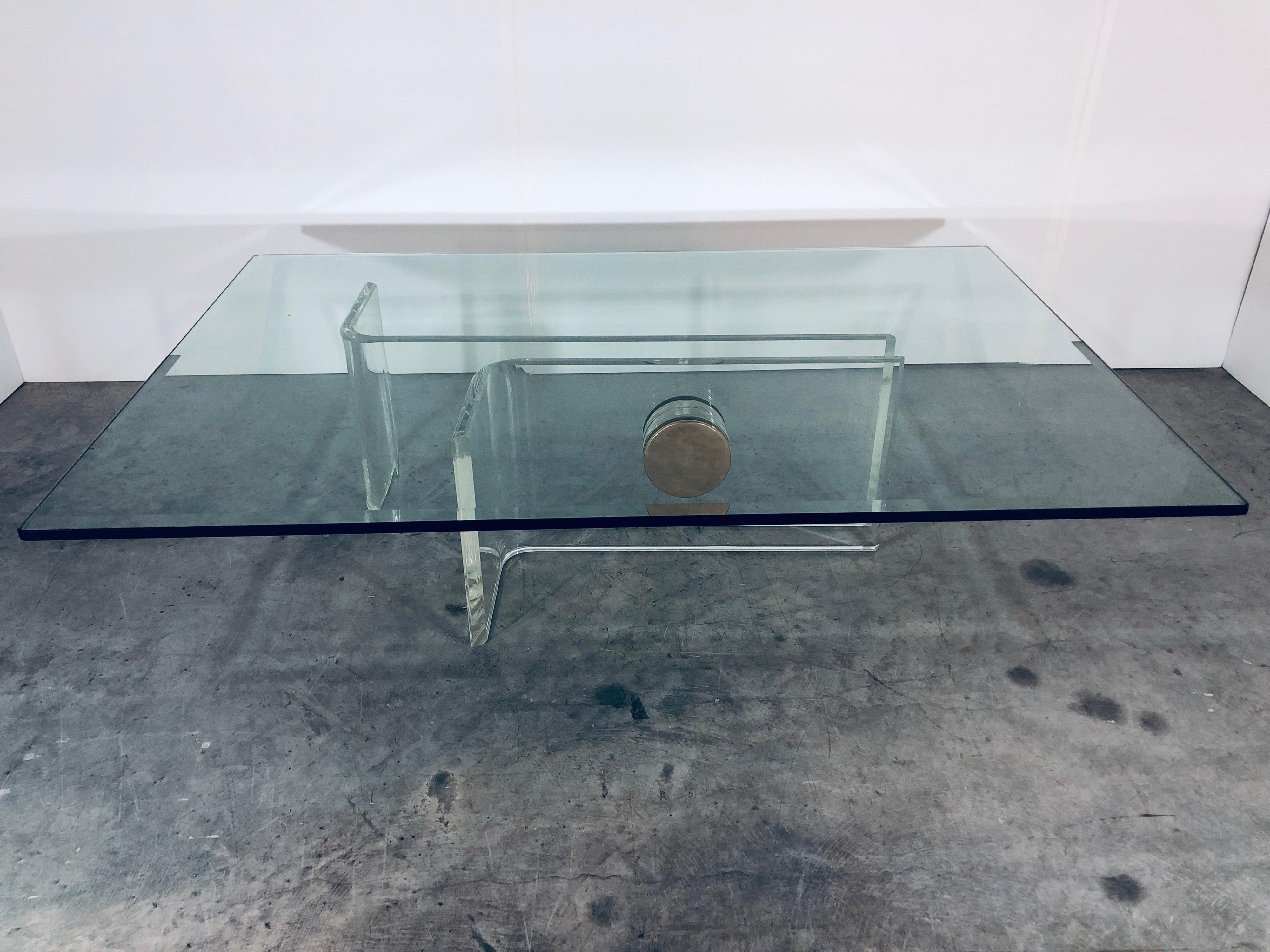Lucite and Brass Coffee Table Base Attributed to Karl Springer 7