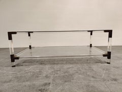 Lucite and Brass Coffee Table by Charles Hollis Jones, 1970s