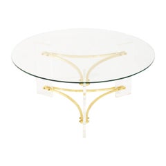 Tavolino in lucite e ottone di Charles Hollis Jones, C. 1970