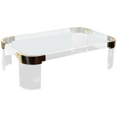 Lucite and Brass Coffee Table by Charles Hollis Jones