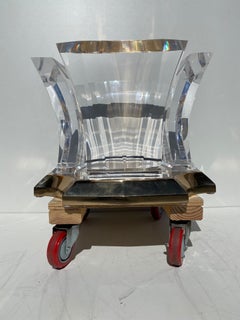 Lucite and Brass Coffee Table