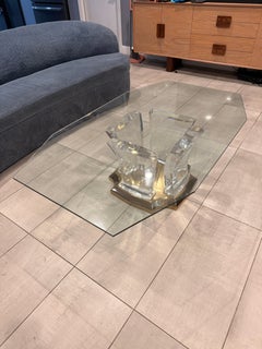 Lucite and Brass Coffee Table