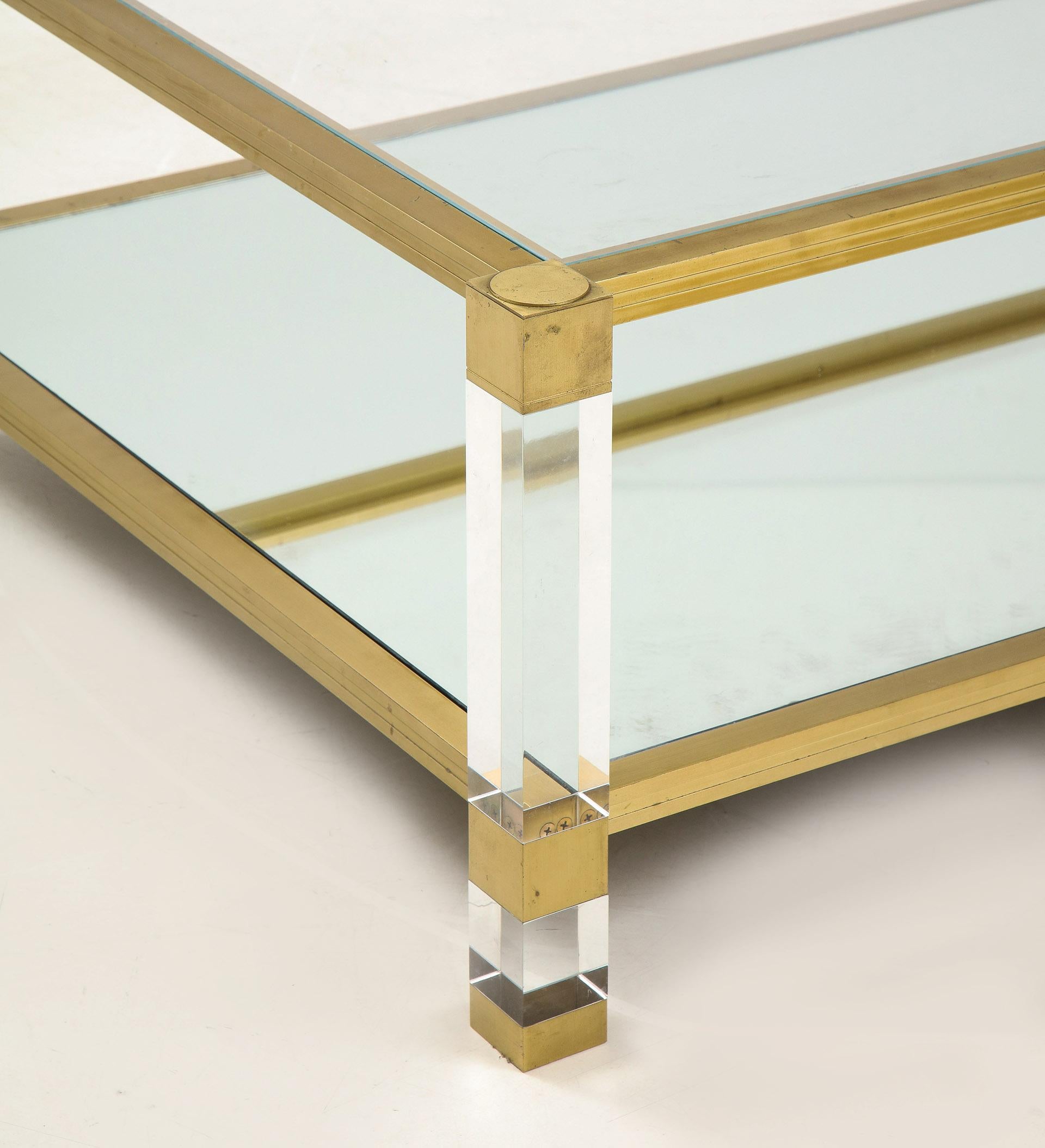 Lucite and Brass Coffee Table 1