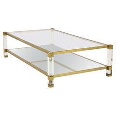 Lucite and Brass Coffee Table