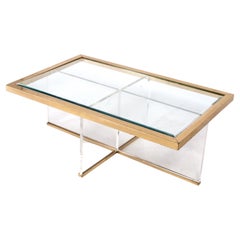Lucite and Brass Coffee Table 