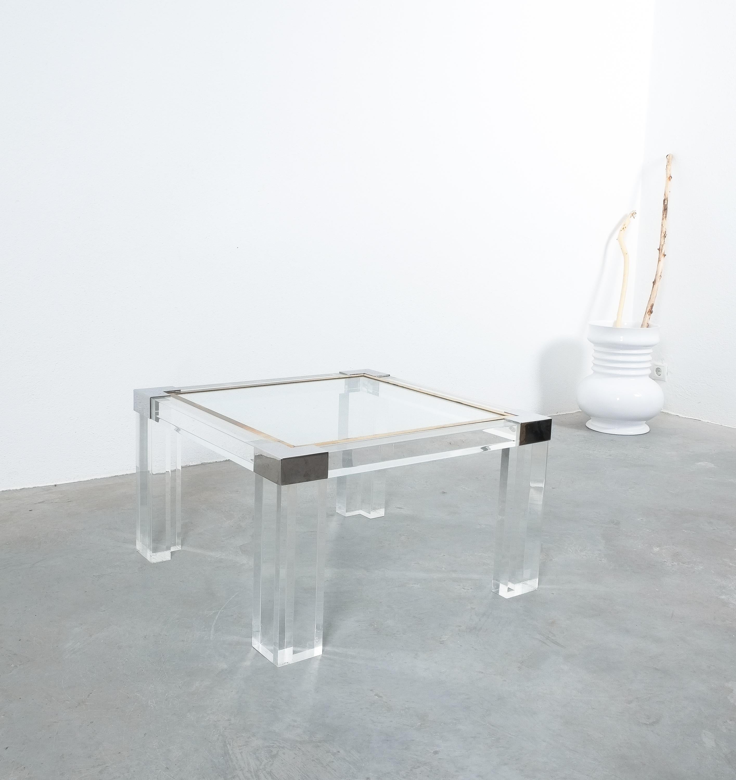 Lucite and Brass Coffee Table Style Charles Hollis Jones, 1970 In Good Condition For Sale In Vienna, AT