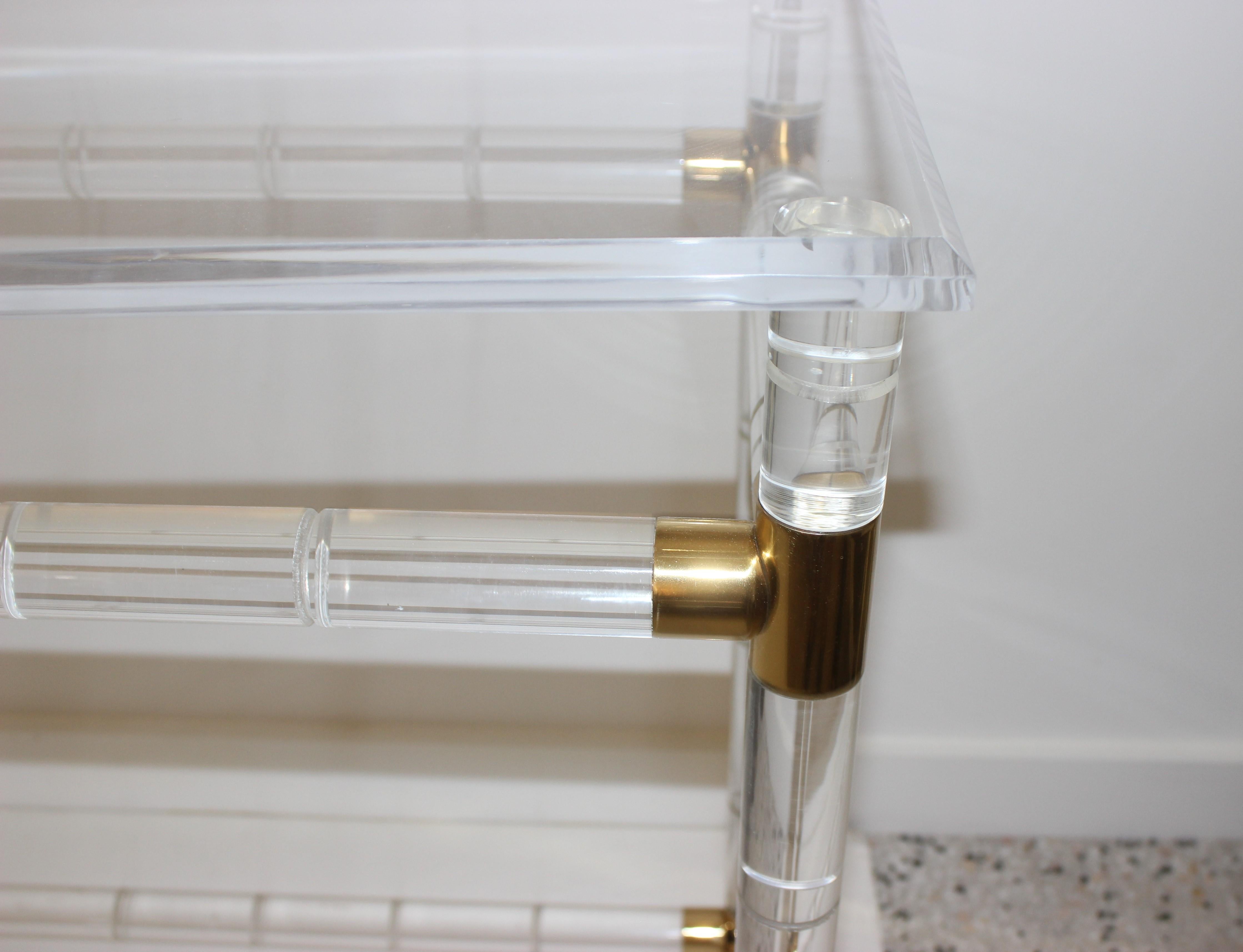 Lucite and Brass Console Table by Charles Hollis Jones 1