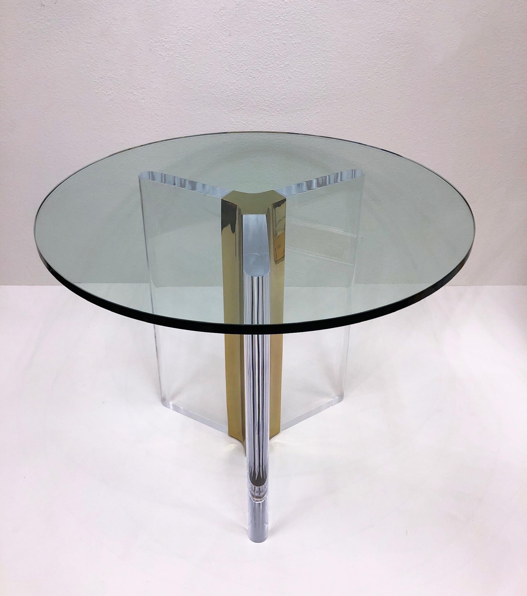 Lucite and Brass Dining Table by Charles Hollis Jones 2
